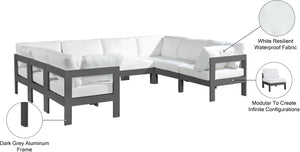 Nizuc White Water Resistant Fabric Outdoor Patio Modular Sectional 376White-Sec8B Meridian Furniture