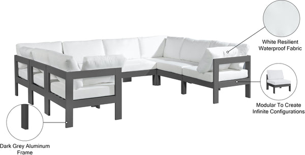 Nizuc White Water Resistant Fabric Outdoor Patio Modular Sectional 376White-Sec8B Meridian Furniture