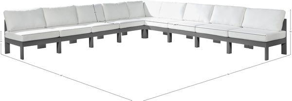 Nizuc White Water Resistant Fabric Outdoor Patio Modular Sectional 376White-Sec9A Meridian Furniture