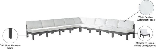 Nizuc White Water Resistant Fabric Outdoor Patio Modular Sectional 376White-Sec9A Meridian Furniture