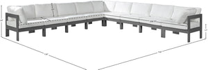 Nizuc White Water Resistant Fabric Outdoor Patio Modular Sectional 376White-Sec9B Meridian Furniture