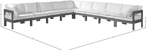 Nizuc White Water Resistant Fabric Outdoor Patio Modular Sectional 376White-Sec9B Meridian Furniture