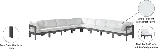 Nizuc White Water Resistant Fabric Outdoor Patio Modular Sectional 376White-Sec9B Meridian Furniture