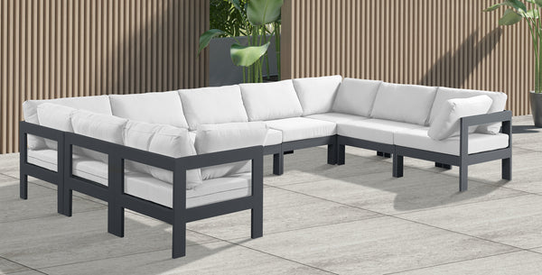 Nizuc White Water Resistant Fabric Outdoor Patio Modular Sectional 376White-Sec9C Meridian Furniture