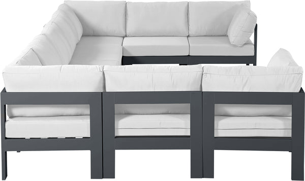 Nizuc White Water Resistant Fabric Outdoor Patio Modular Sectional 376White-Sec9C Meridian Furniture