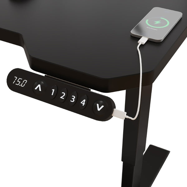 English Elm L-shaped Electric Standing Desk with Memory Presets and Cable Management for Home Office Black W614P431982