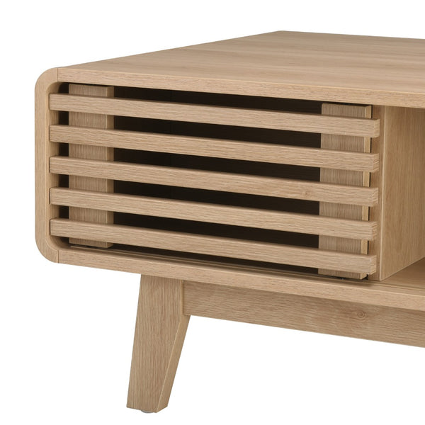 English Elm Coffee Table with Four Open Compartments Solid Wood Legs Mid Century Farmhouse Style Natural T3623P431252