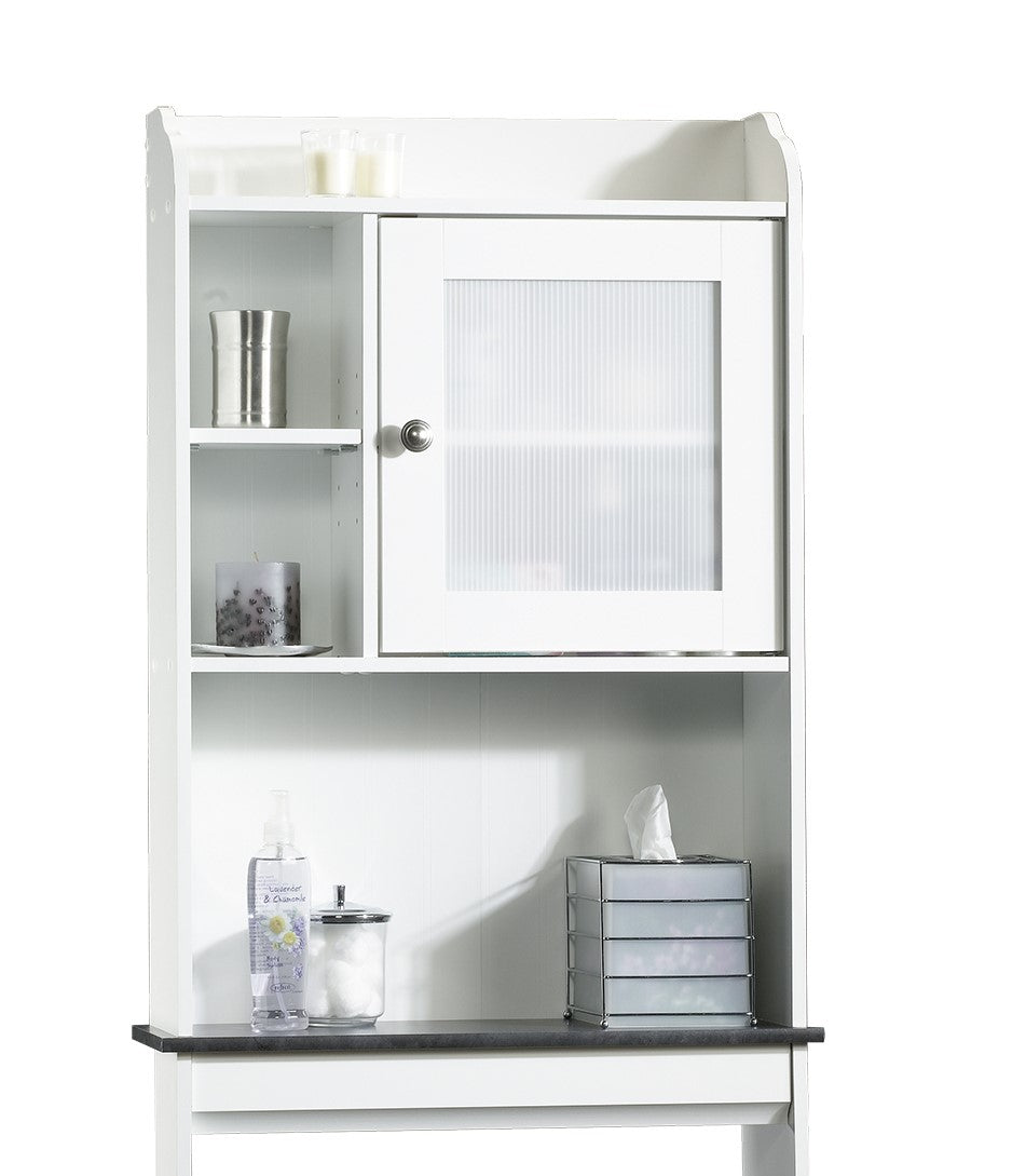 English Elm Etagere, White finish - Moisture-Resistant Engineered Wood Bathroom Shelf with Adjustable Shelves & Cabinet (39.88x15.87) B356P402790