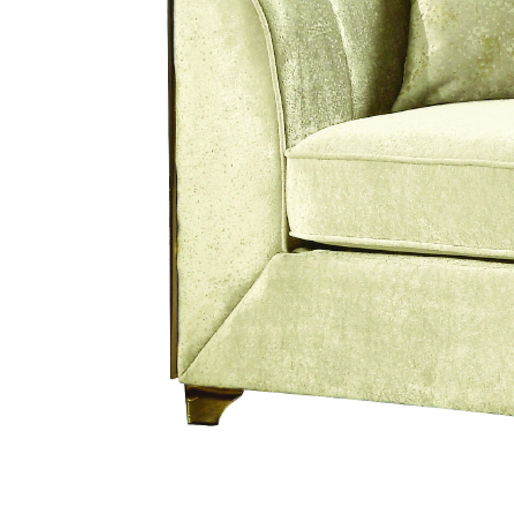 English Elm Velencia Velvet Loveseat with Gold Accent Trim, Solid Wood Frame, Plush Cushions for Luxe Comfort Cream B009139134