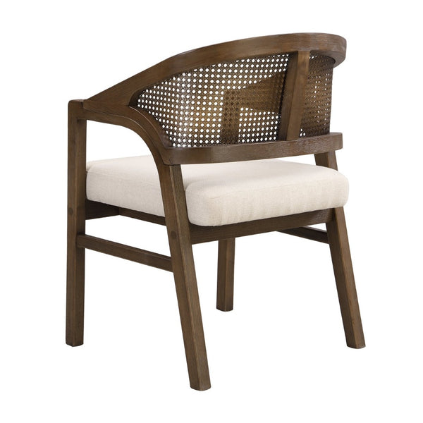 English Elm Wooden Rubberwood Dining Chairs with Woven Rattan Back Ergonomic Seat Set of 2 Beige,Walnut N771P256965T