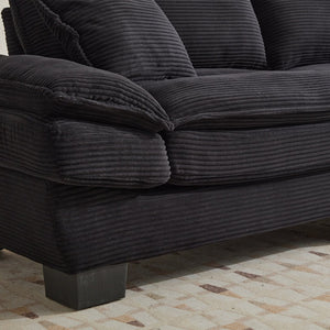 English Elm Corduroy Stylish Sleeper Sofa Loveseat with Dual-Layer Cushions & Two Support Pillows, Sturdy Frame Black W676P184130