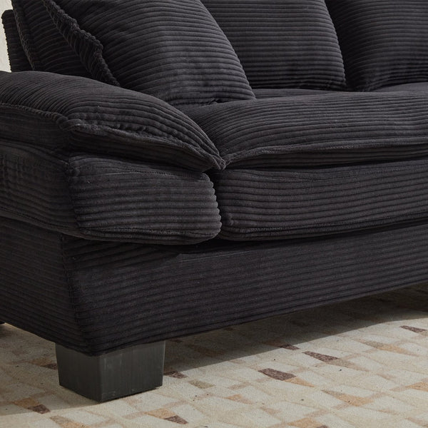 English Elm Corduroy Stylish Sleeper Sofa Loveseat with Dual-Layer Cushions & Two Support Pillows, Sturdy Frame Black W676P184130