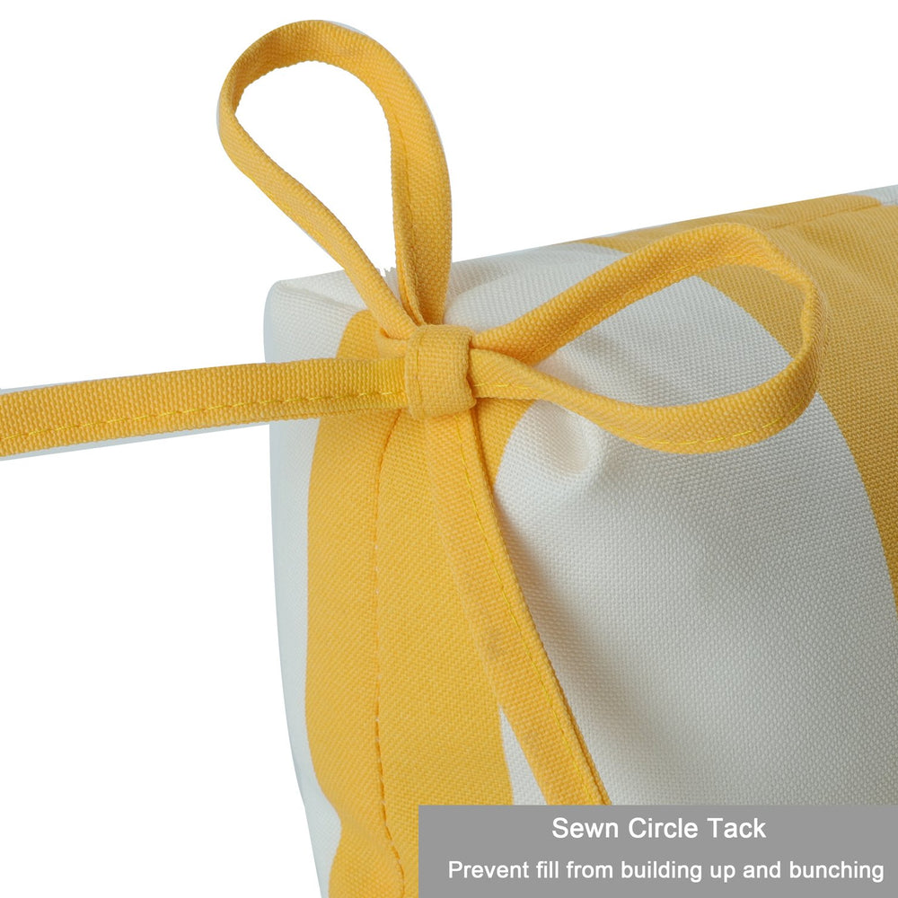 English Elm 2 High Back Patio Chair Cushions Set, 44x22x4 Tufted Reversible Outdoor Seat & Back Cushions Durable Polyester Yellow+White W419P298829