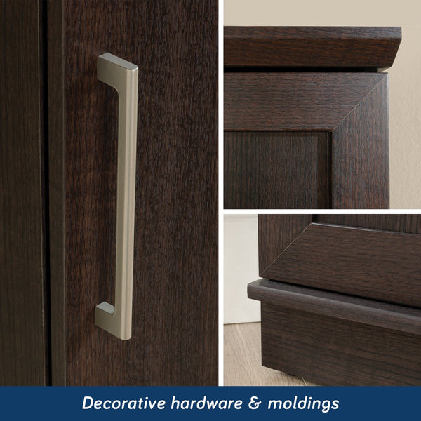 English Elm Corner Storage Cabinet Brown Finish - Tall 71" Corner Organizer with 3 Adjustable Shelves, Multi-Use B356P402605