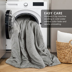 JLA Home Comfort Spaces - Chambray Denim-Inspired Microfiber Comforter Set — Lightweight, Oeko-Tex Certified, Year-Round Cozy Texture Grey AM10-0059