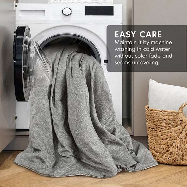 JLA Home Comfort Spaces - Chambray Denim-Inspired Microfiber Comforter Set — Lightweight, Oeko-Tex Certified, Year-Round Cozy Texture Grey AM10-0059