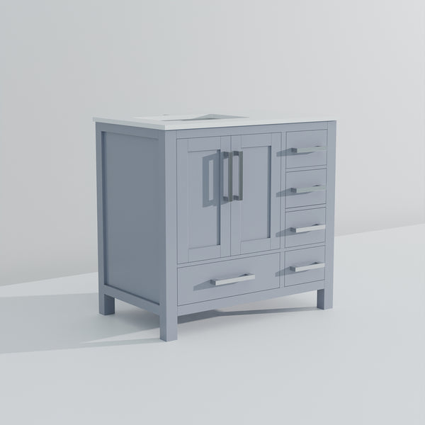 English Elm Dark Grey Bath Vanity 36" W X 22" D – Stylish Storage With Cultured Marble Top For Modern Bathrooms B2731P259033