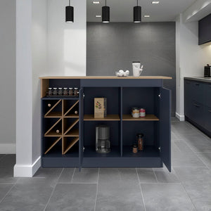English Elm Harrell Two-tone Kitchen Island with Wine Rack Open Shelving and Cabinet Storage B097S00246