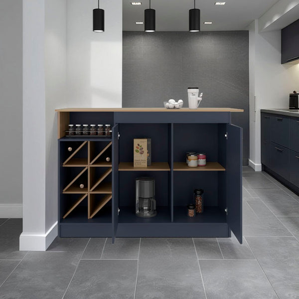 English Elm Harrell Two-tone Kitchen Island with Wine Rack Open Shelving and Cabinet Storage B097S00246