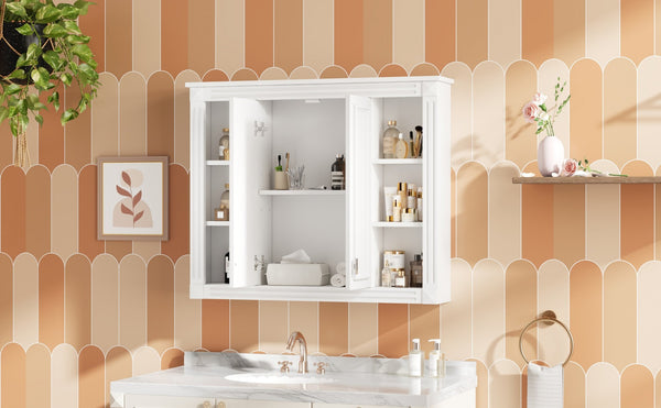 English Elm 36'' Wall Mounted Bathroom Cabinet White Wood Soft Close Double Door Storage N710P358584K
