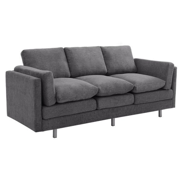 English Elm Modern Three Seat Chenille Sofa with Pocket Spring Cushions for Living Rooms Grey N763P351754E
