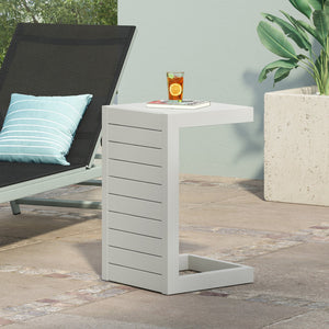 English Elm Christopher Knight Home® - CAPE C-shaped Aluminum Outdoor Side Table for Patio & Poolside — Lightweight, Weather-Resistant Design White 59990.00WHI