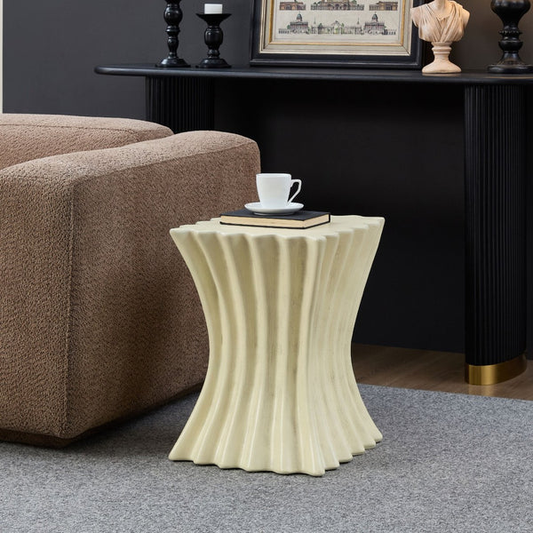 English Elm 15.16 Inch Fiberglass Side Table Distressed Vintage Accent for Living Room or Apartment W876P408752