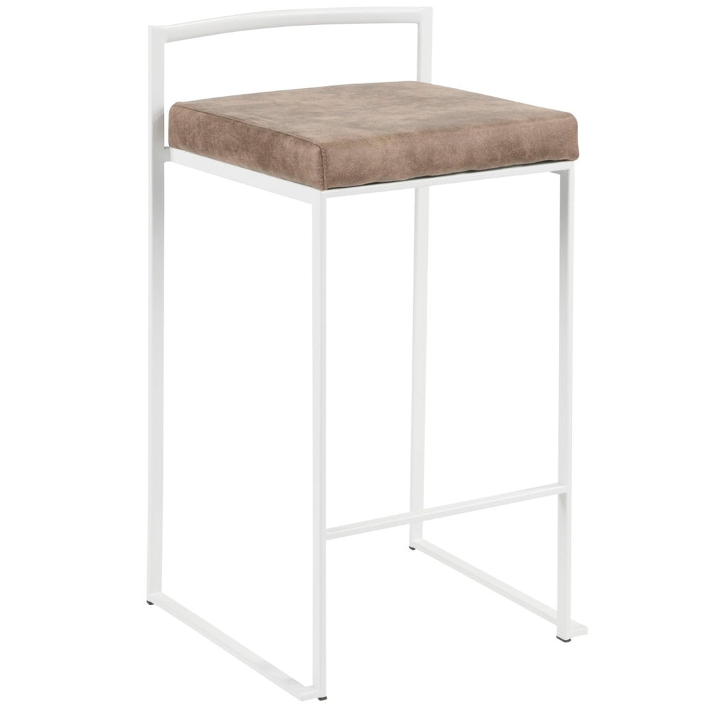 English Elm Contemporary Stackable Steel Counter Stools Padded Fabric Seats for Kitchen Islands Set of 2 B202P222382
