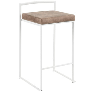 English Elm Contemporary Stackable Steel Counter Stools Padded Fabric Seats for Kitchen Islands Set of 2 B202P222382