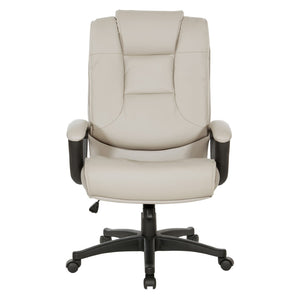 OSP Home Furnishings High Back Bonded Leather Office Chair with Lumbar Support and Ergonomic Padded Seat Taupe EC5162-EC21