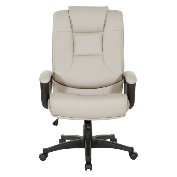 OSP Home Furnishings High Back Bonded Leather Office Chair with Lumbar Support and Ergonomic Padded Seat Taupe EC5162-EC21