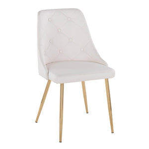 English Elm Marche Modern Dining Chairs Set Of 2 - Gold Metal Legs & White Faux Leather, Stylish Comfort Upgrade B202S01259