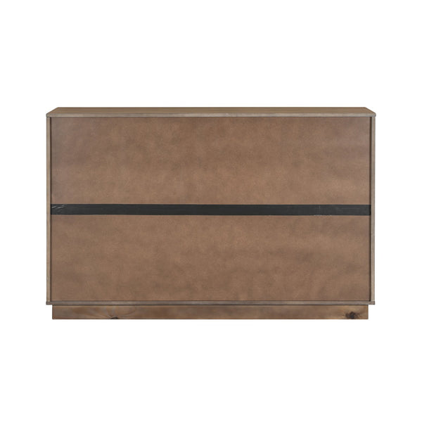 English Elm Christopher Knight Home® - Cabinet roomy storage console with 2 doors, 7 drawers, glass accents and manufactured wood build, large Dark Brown N780P330601D