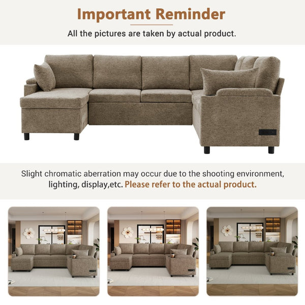English Elm 101.2" Modular Chenille Sectional Sofa with Tufted Cushions and Deep Seating for Living Room N719S001910D