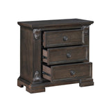 English Elm Elegant Design 3-Drawers Nightstand Traditional Vintage Bedroom Furniture 1 Piece Espresso Finish