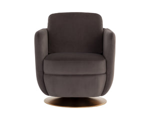 Sunpan Gilley Swivel Lounge Chair - Contemporary Design with Antique Gold Base for Stylish Comfort and Elegance Meg Ash