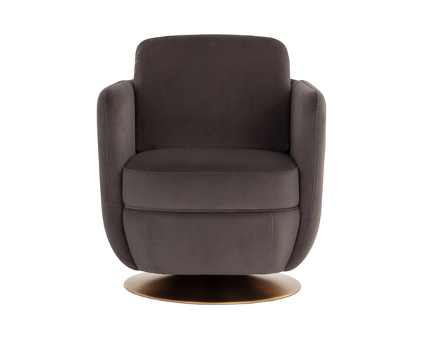 Sunpan Gilley Swivel Lounge Chair - Contemporary Design with Antique Gold Base for Stylish Comfort and Elegance Meg Ash
