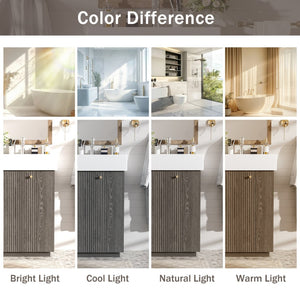 English Elm [video]21.6" Freestanding Bathroom Vanity Ceramic Sink Wavy Door Mdf Cabinet Small Bath Dark Gray N729P285504G