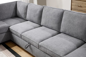 English Elm Samira Chenille Sectional with Chaise Underseat Storage and Pocket Coil Cushions B2749S00263