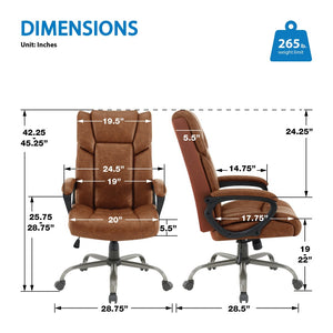 OSP Home Furnishings Execuative High Back Faux Leather Office Chair with Lumbar Support and Pneumatic Lift High-Back Saddle FL14570-U41