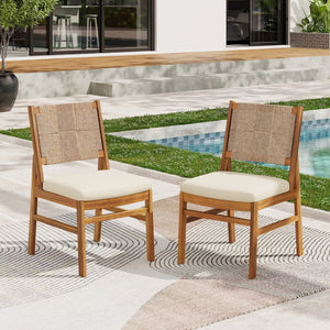 English Elm Christopher Knight Home® - Outdoor Arly Wicker Dining Chairs Set Of 2 - Teak Finish, Plush Cushions, Perfect For Patios! N773P337373B
