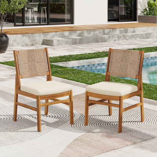 English Elm Christopher Knight Home® - Outdoor Arly Wicker Dining Chairs Set Of 2 - Teak Finish, Plush Cushions, Perfect For Patios! N773P337373B
