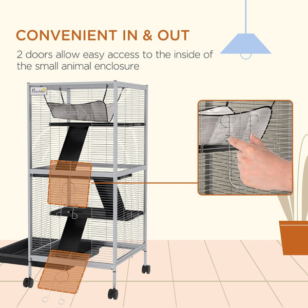 English Elm Pawhut Double Stacked Aviary Steel Bird Cage with Rolling Casters for Small Birds W2225P173733