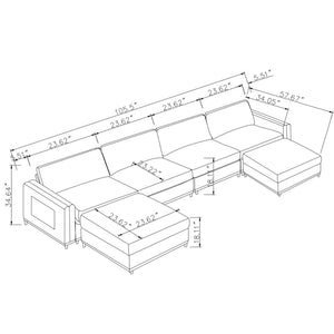 English Elm Modern Modular Sectional Sofa with Plush Cushions and Tapered Legs for Living Rooms Orange W2085S00102