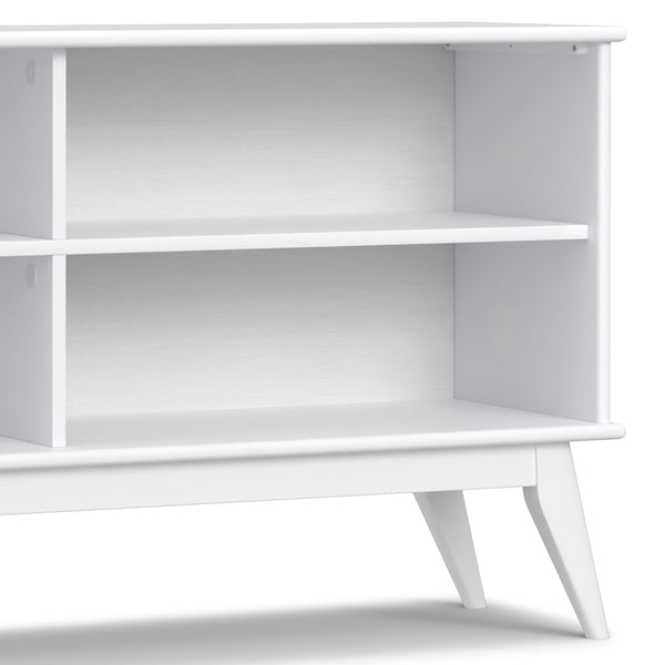 English Elm Draper Mid Century Low Bookcase with Solid Wood Craftsmanship, Tapered Legs & Four Open Shelves for Stylish Storage and Display White B136P238614