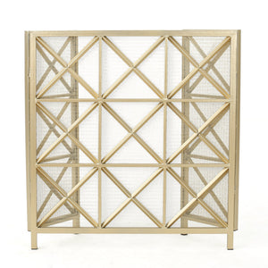 English Elm Christopher Knight Home® - FIRE Margaret 3-Panel Iron Fireplace Screen – Rose Gold/Black/Gold X-Pattern, Spark & Soot Shielding 61131.00