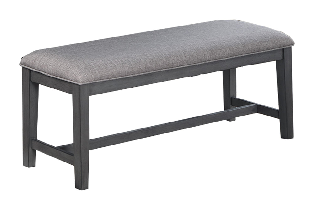 English Elm Dining Room 6-Piece Gray Rubberwood Set with Upholstered Cushioned Seats, Bench & Sturdy Rectangular Table B011S01625