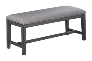 English Elm Dining Room 6-Piece Gray Rubberwood Set with Upholstered Cushioned Seats, Bench & Sturdy Rectangular Table B011S01625