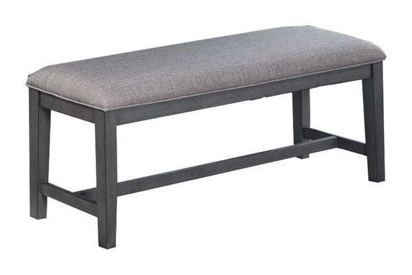 English Elm Dining Room 6-Piece Gray Rubberwood Set with Upholstered Cushioned Seats, Bench & Sturdy Rectangular Table B011S01625