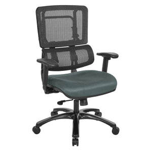 OSP Home Furnishings Vertical Mesh Back Ergonomic Manager Chair with Synchro Tilt and Polished Aluminum Base Grey 99663B-2M